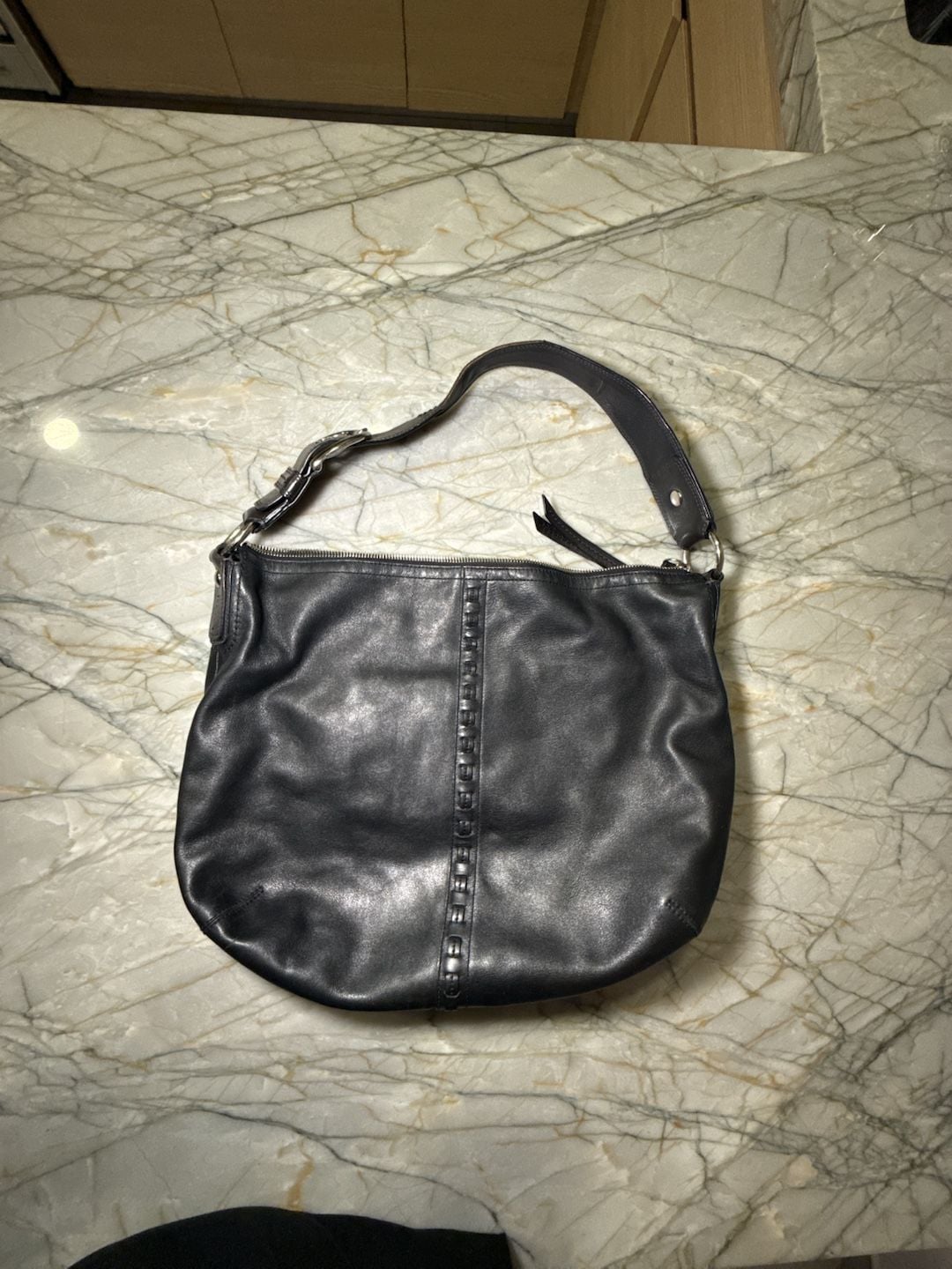 COACH SOHO F13108 Vintage Black Soft Leather Bag Large Hobo Shoulder Handbag 2