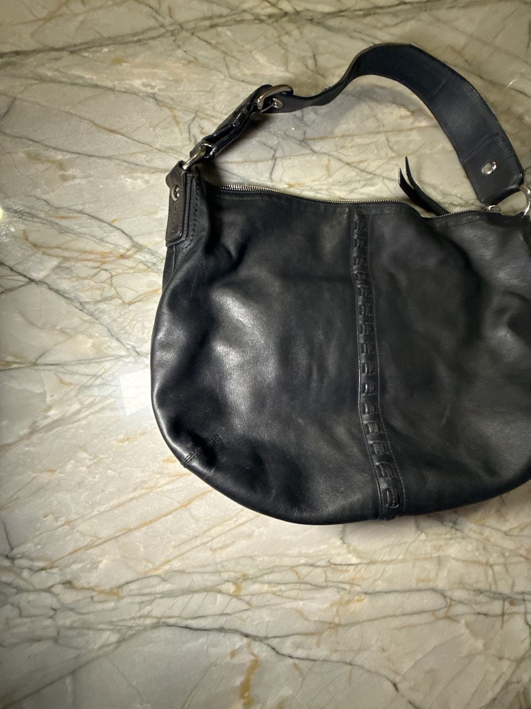 COACH SOHO F13108 Vintage Black Soft Leather Bag Large Hobo Shoulder Handbag 4