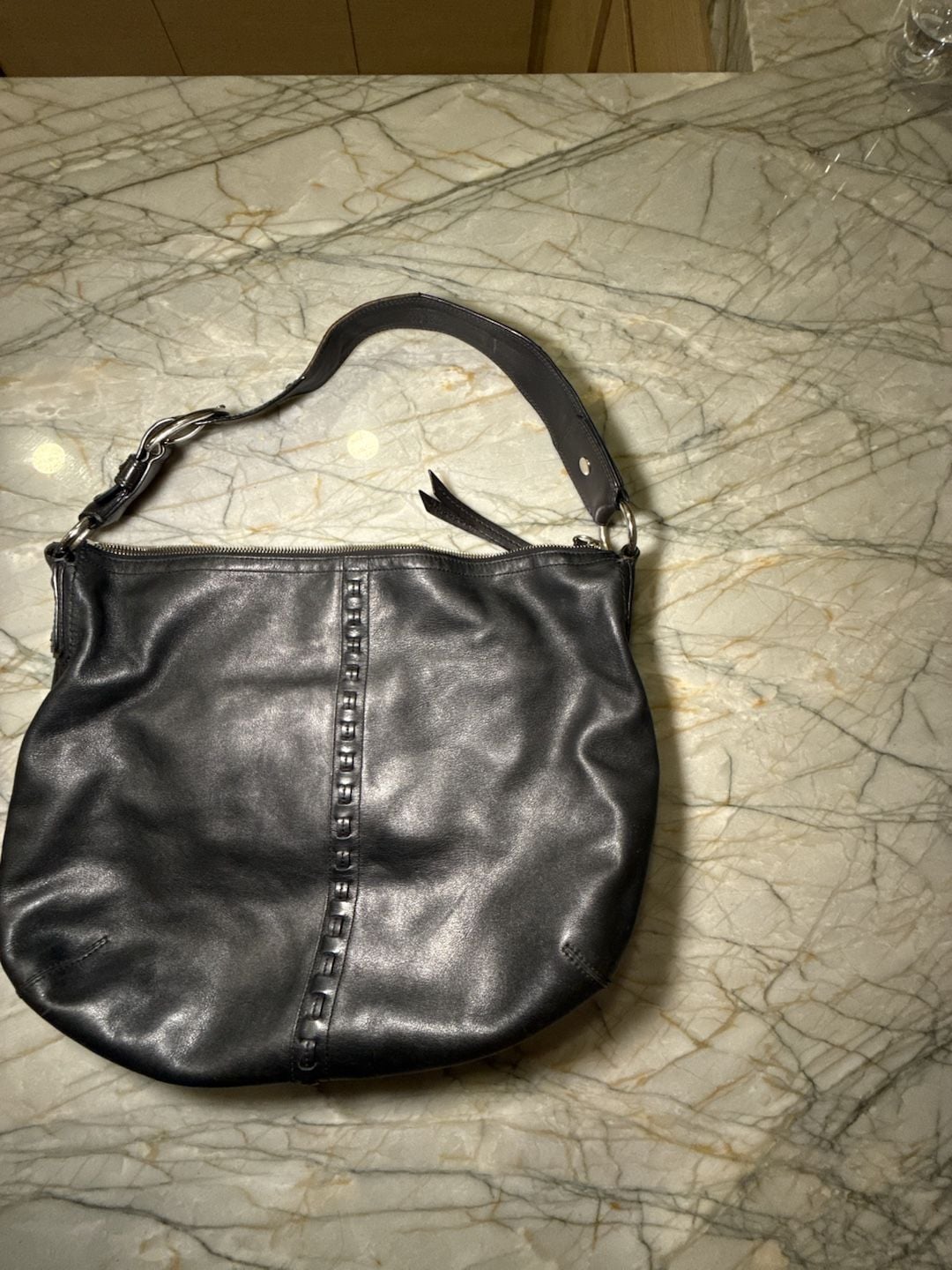 COACH SOHO F13108 Vintage Black Soft Leather Bag Large Hobo Shoulder Handbag 5