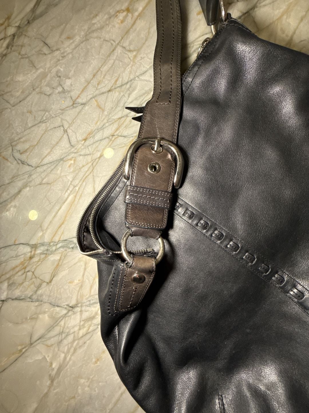 COACH SOHO F13108 Vintage Black Soft Leather Bag Large Hobo Shoulder Handbag 9