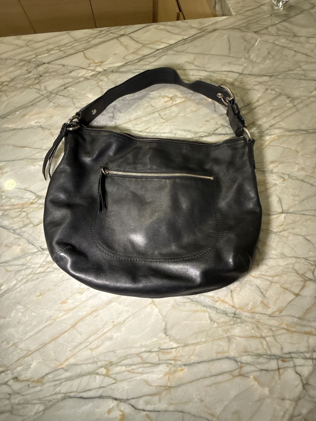 COACH SOHO F13108 Vintage Black Soft Leather Bag Large Hobo Shoulder Handbag 12