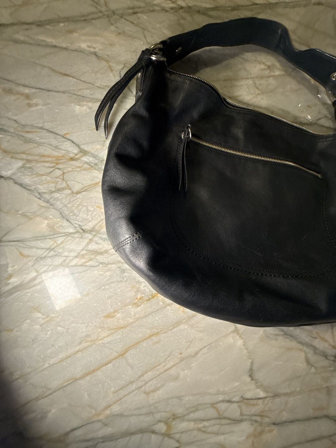 COACH SOHO F13108 Vintage Black Soft Leather Bag Large Hobo Shoulder Handbag 13
