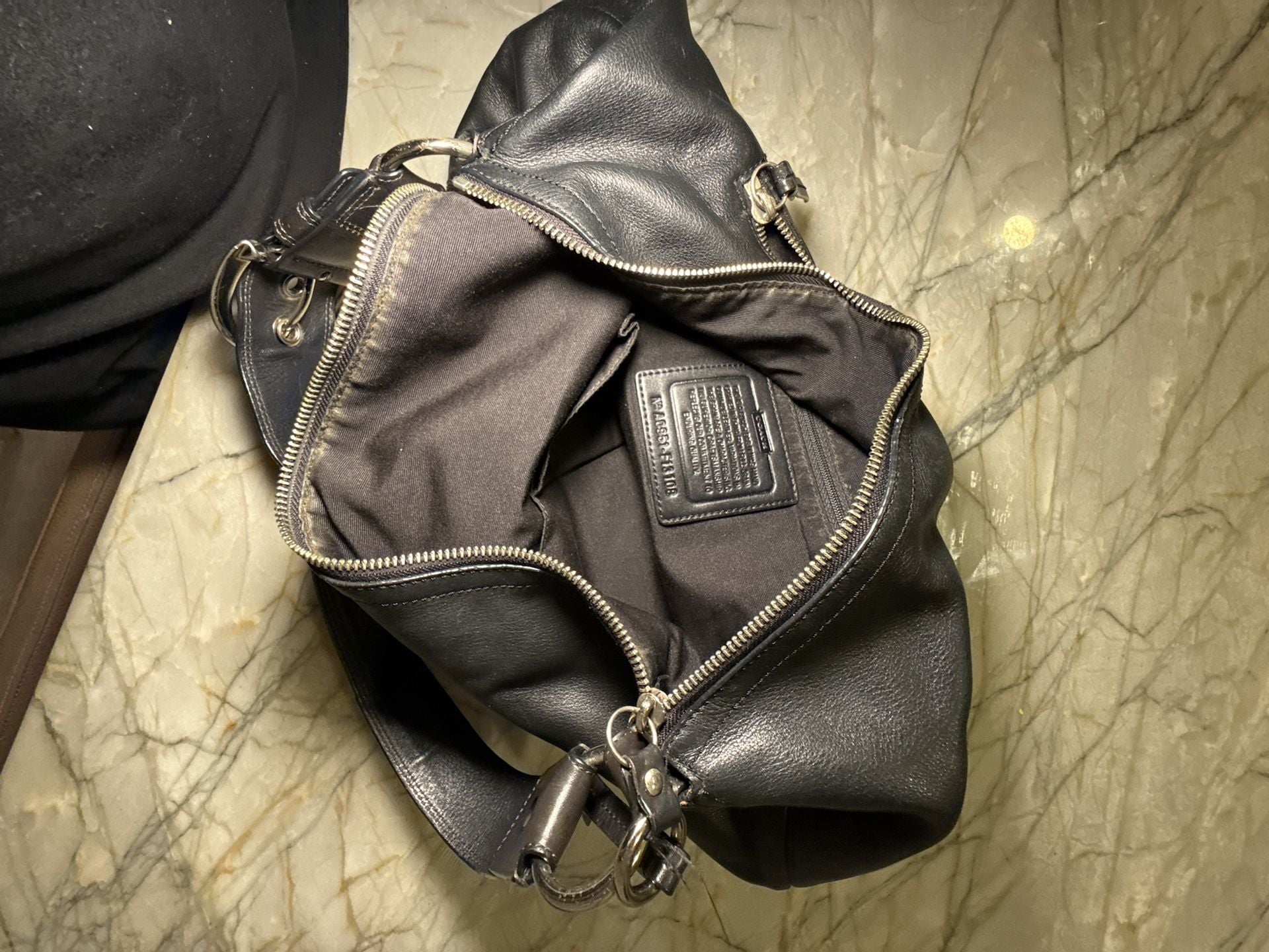 COACH SOHO F13108 Vintage Black Soft Leather Bag Large Hobo Shoulder Handbag 17