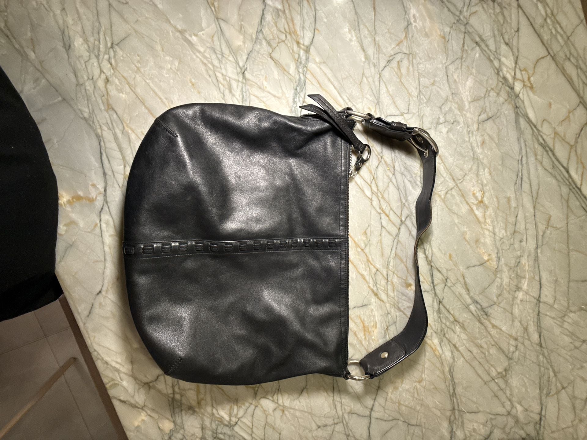 COACH SOHO F13108 Vintage Black Soft Leather Bag Large Hobo Shoulder Handbag 18