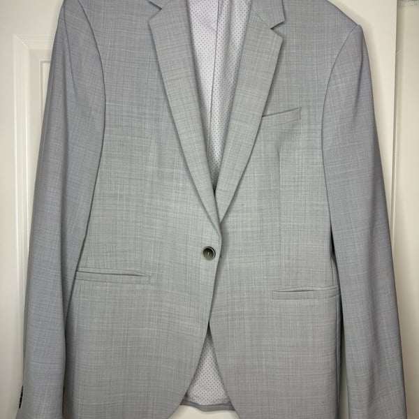 Zara Blazer Size 38 Light Gray Check Sport Coat Jacket