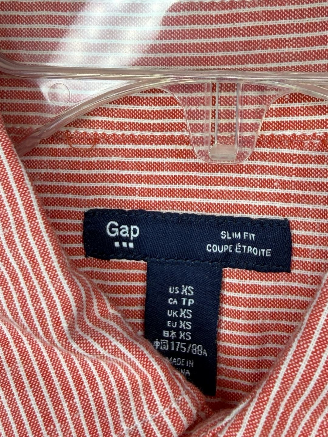 Gap Slim Fit Shirt Size XS Red White Striped Long Sleeve Button Up 3