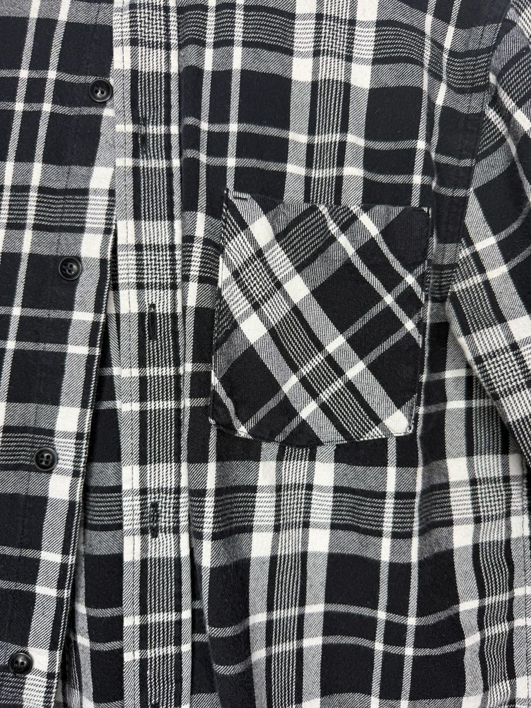 H&M Long Sleeve Plaid Button-Down Shirt Size 13-14Y Black White 3