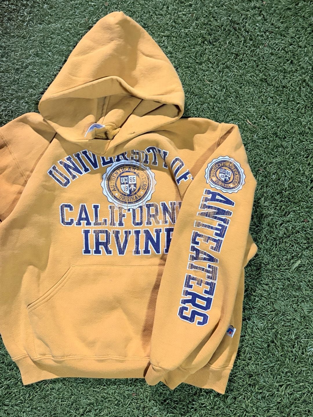 Russell Athletic University of California Irvine Hoodie Size S Yellow 4