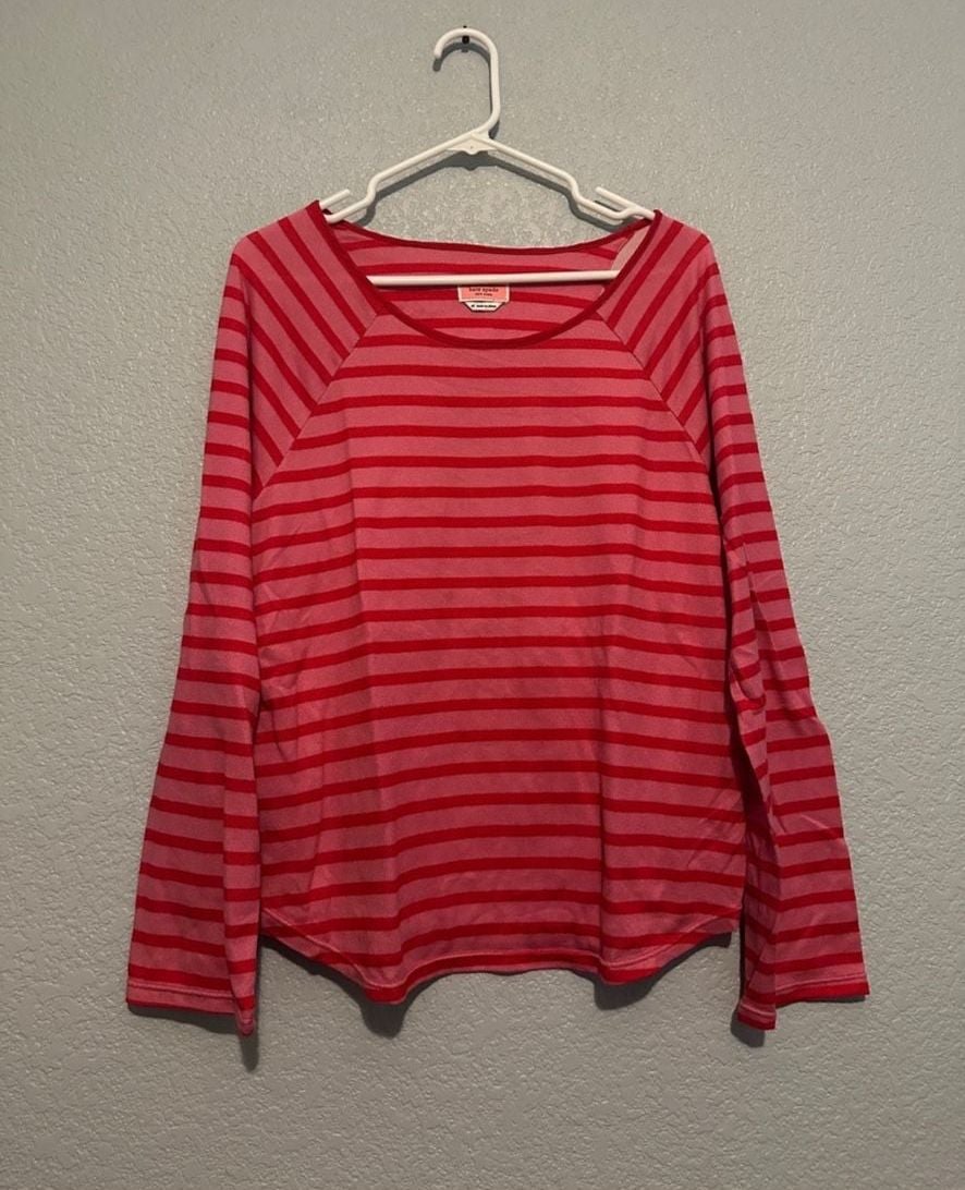 Kate Spade New York 3 Pc Pajama Set Size XL Red Striped 3