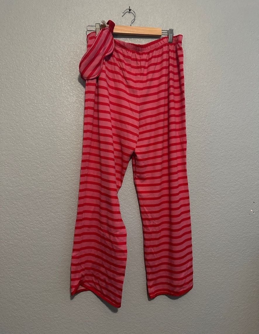 Kate Spade New York 3 Pc Pajama Set Size XL Red Striped 6