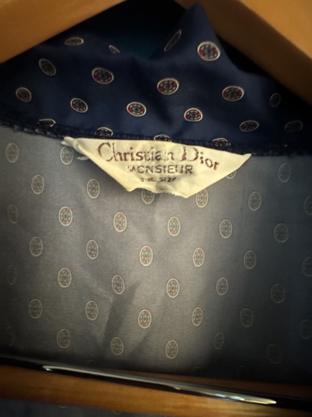 Christian Dior Monsieur Robe One Size Blue Geometric Print Lightweight 4