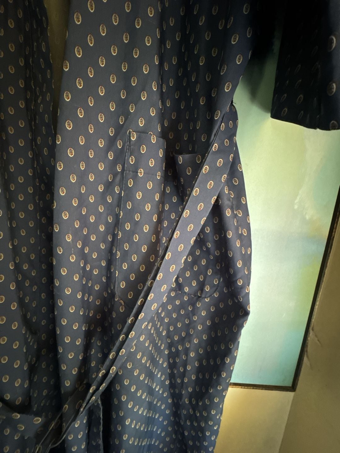 Christian Dior Monsieur Robe One Size Blue Geometric Print Lightweight 5