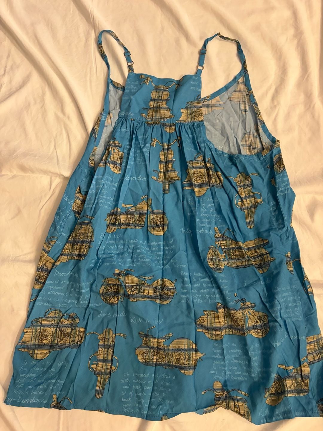 Harley Davidson Motorcycle Print Tank Top Size L Blue 3