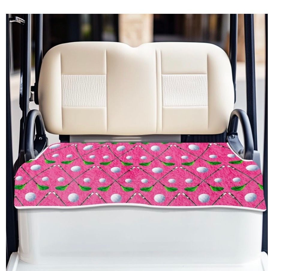 Golf Cart Seat Cover Pink Golf Ball Print New 1