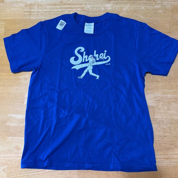 Port & Company Shohei Ohtani Baseball Youth Size S (128/7-8) Blue T-Shirt