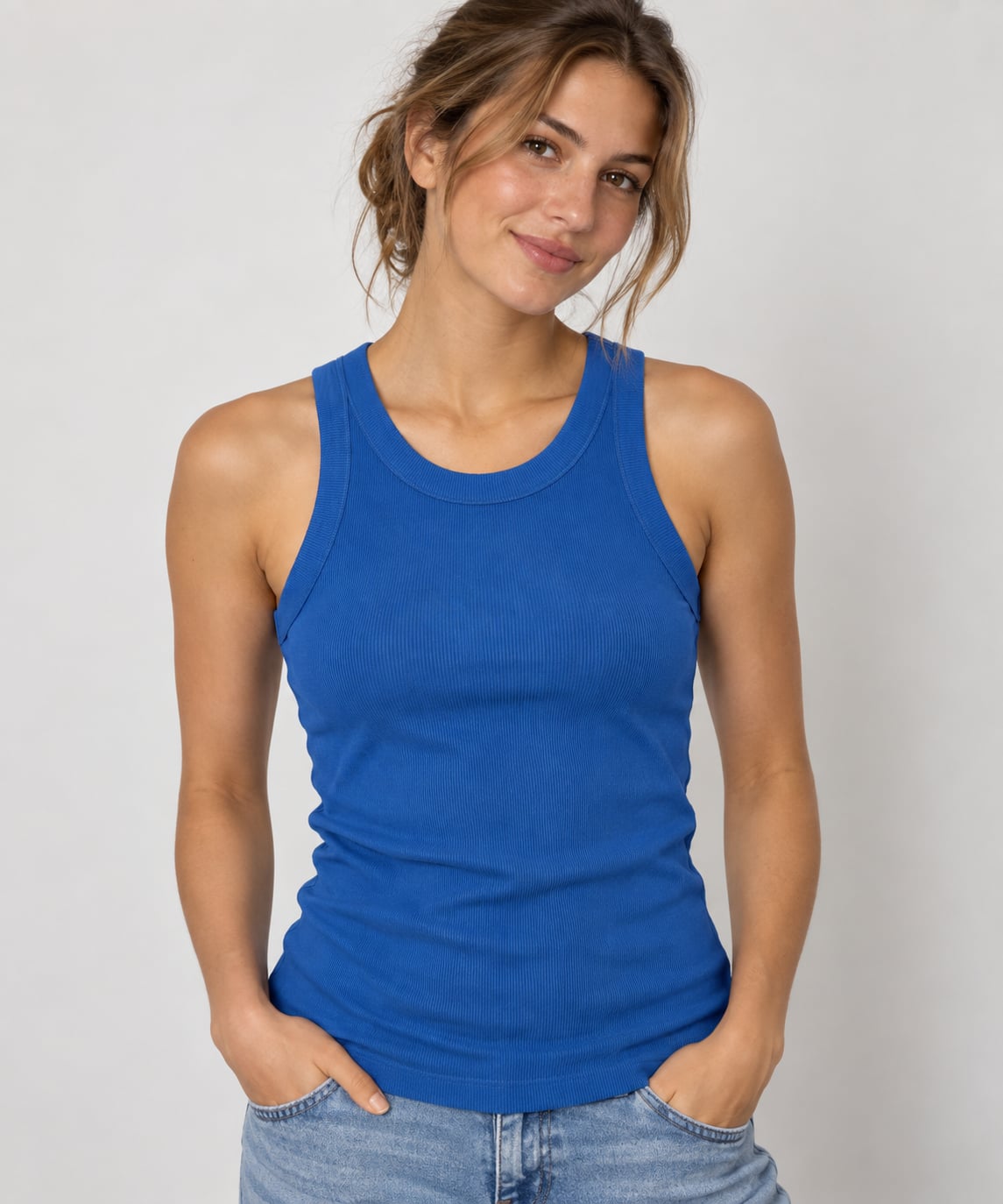 johnnie-O Heritage Cotton Blend Tank Top Royal Blue Size XS 2