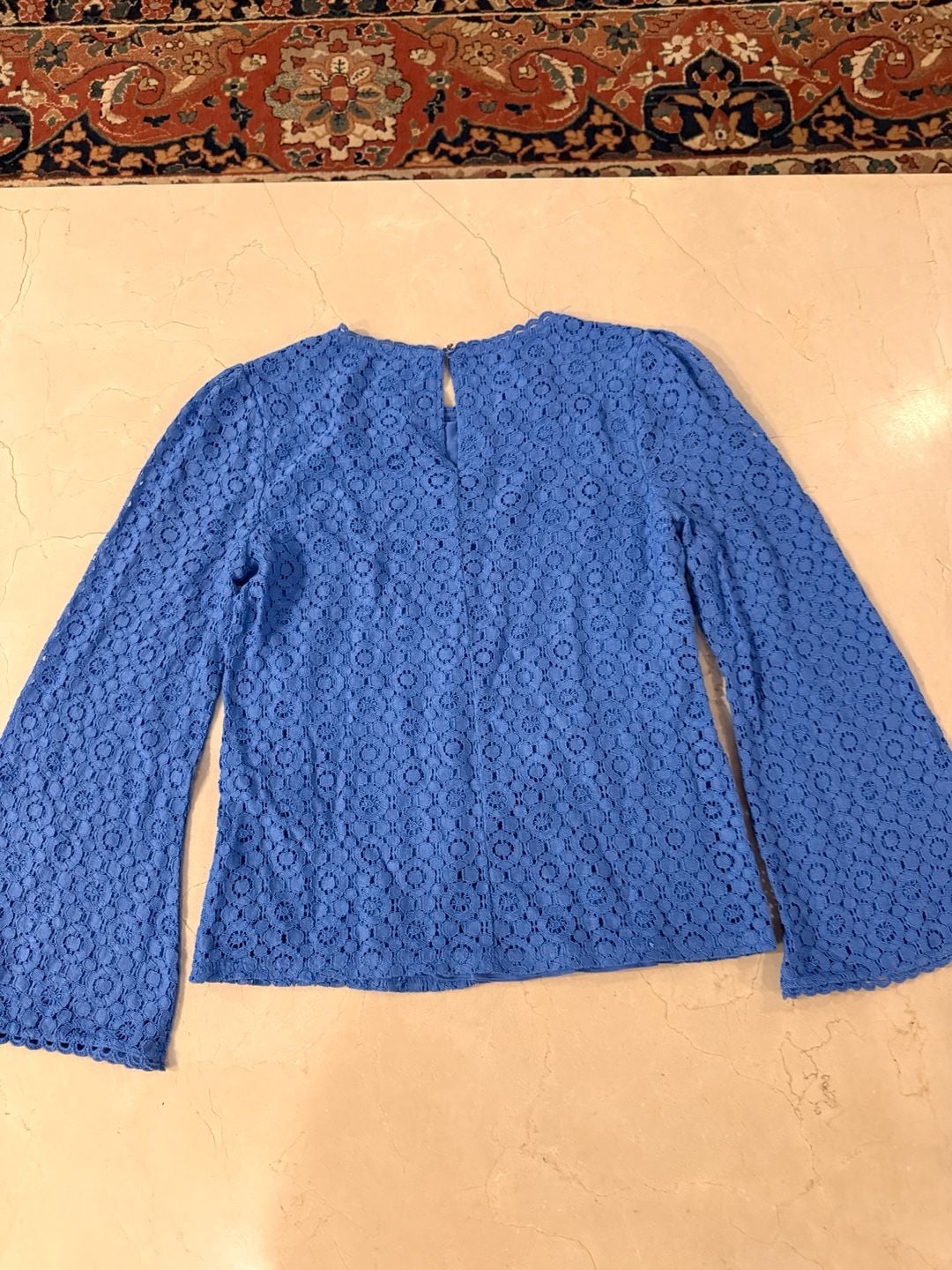 Banana Republic Eyelet Blouse Size XS Blue Long Sleeve 7