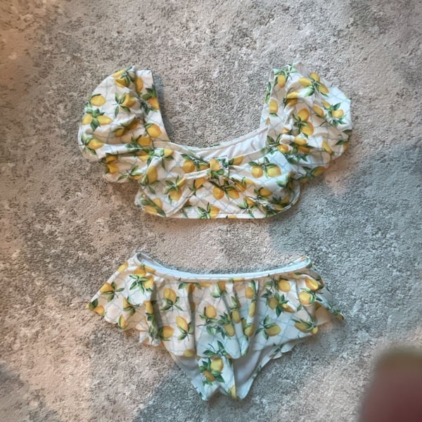 Janie and Jack Lemon Swimsuit Size 12 Two-Piece Ruffle Bathing Suit