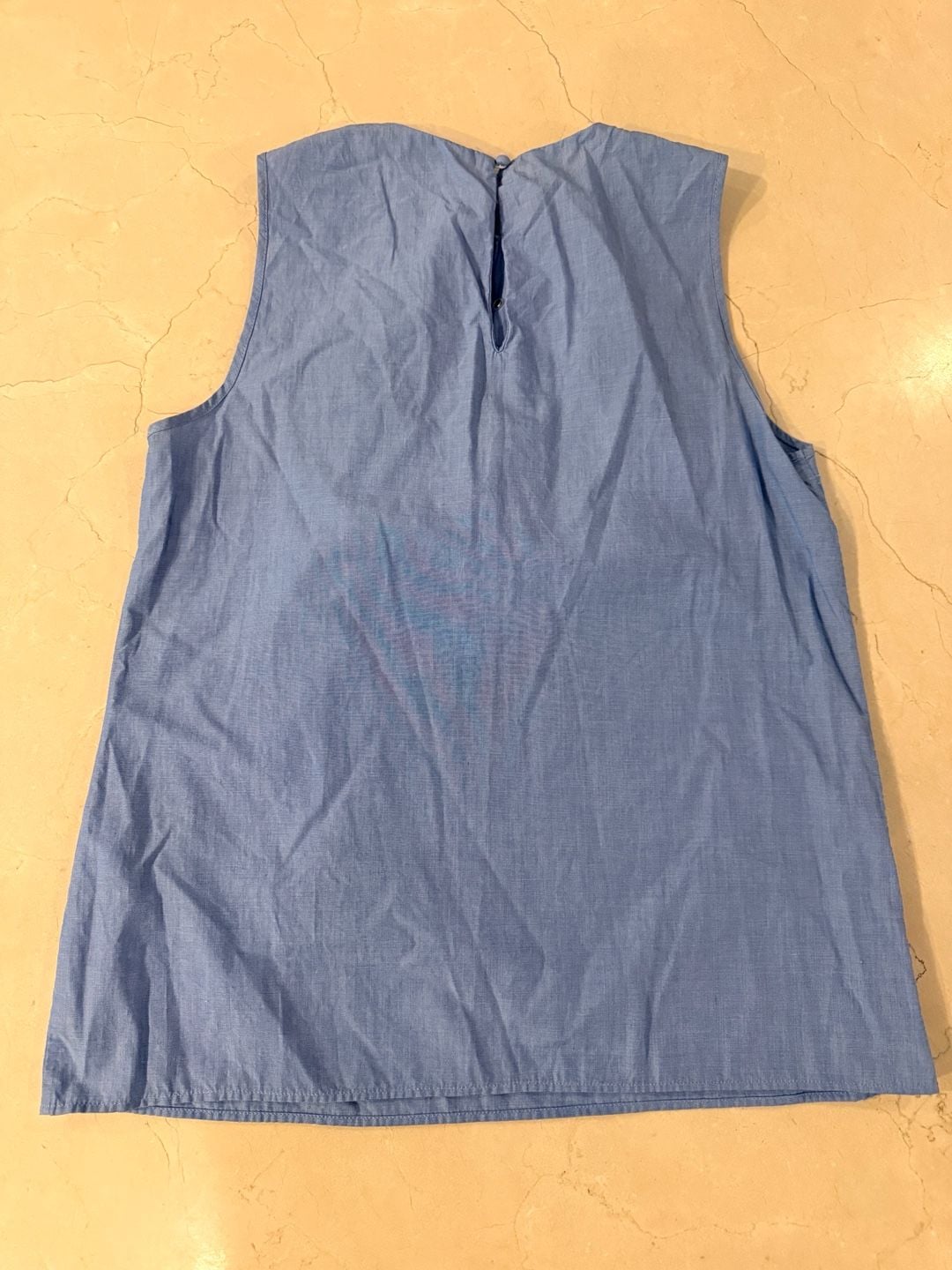 Banana Republic Beaded Crew Neck Top Size S Blue Cotton 7