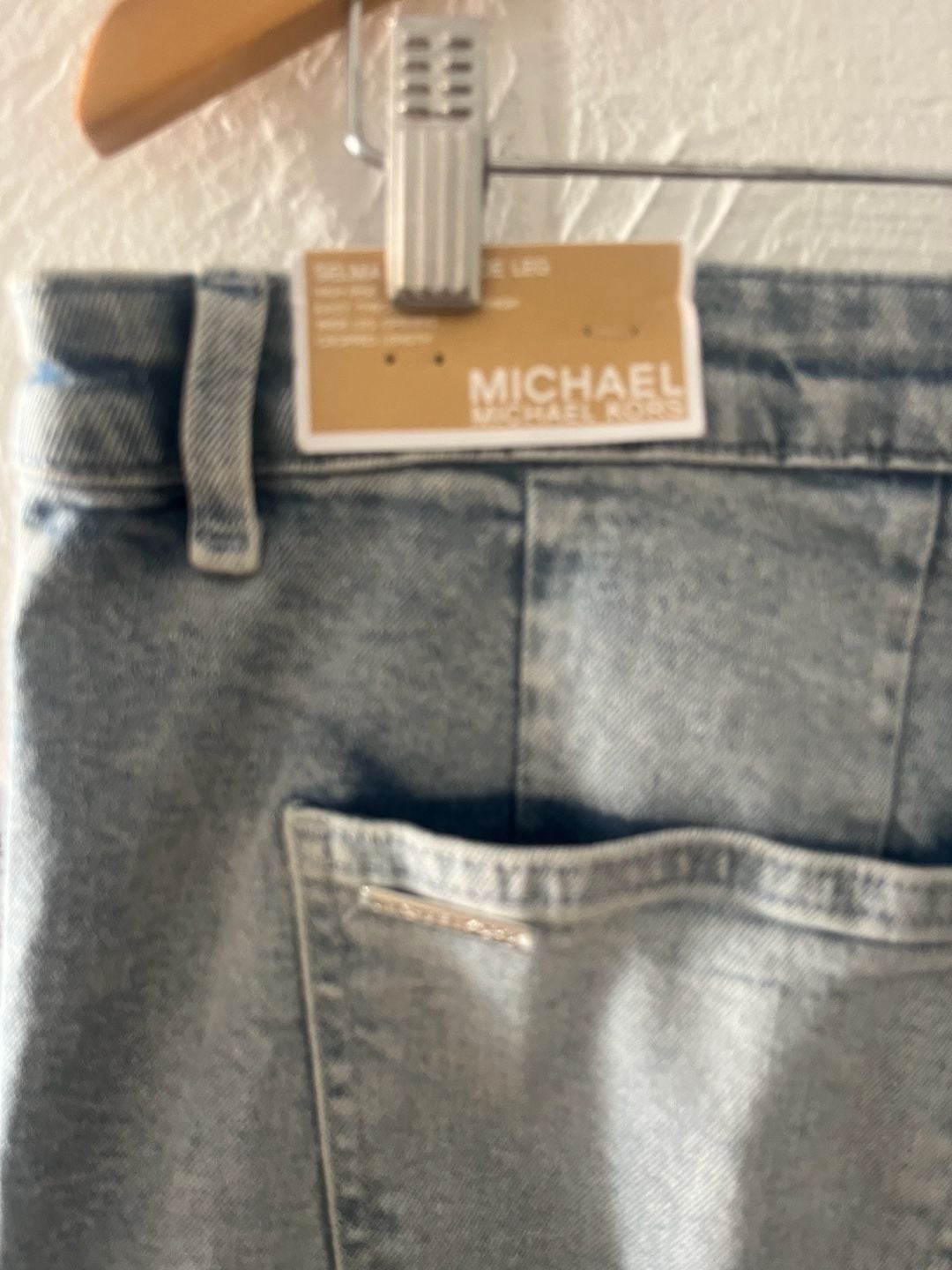 Michael Kors Selma Crop Wide Leg Denim Pants Size 12 Light Wash Blue 4