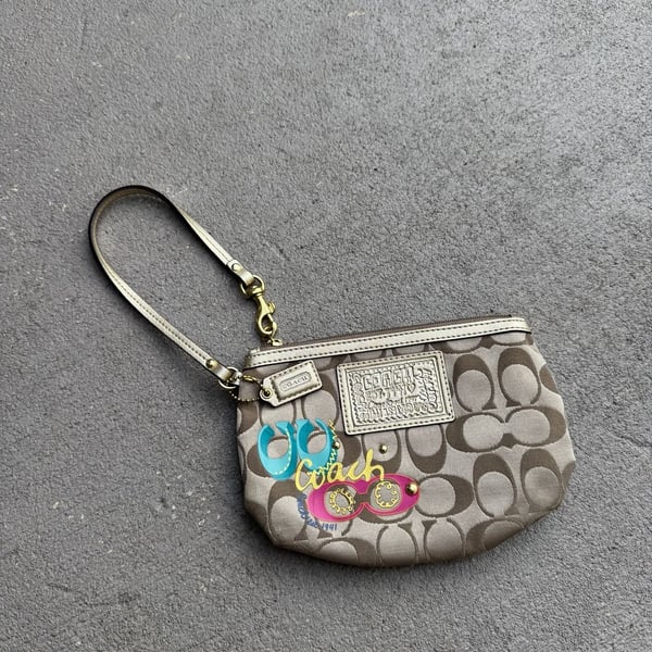 Coach Signature C Pop Graphic Gold Wristlet Pouch