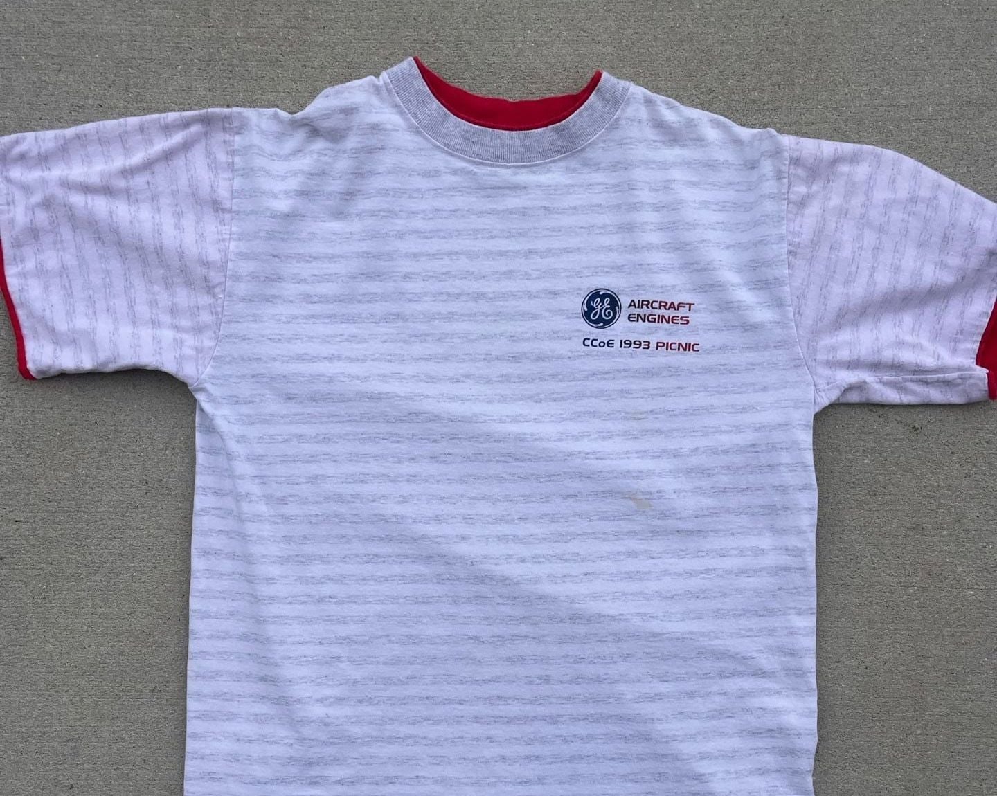 Vintage 90’s GE Aircraft Engines CCoE Picnic Ringer T-Shirt 2