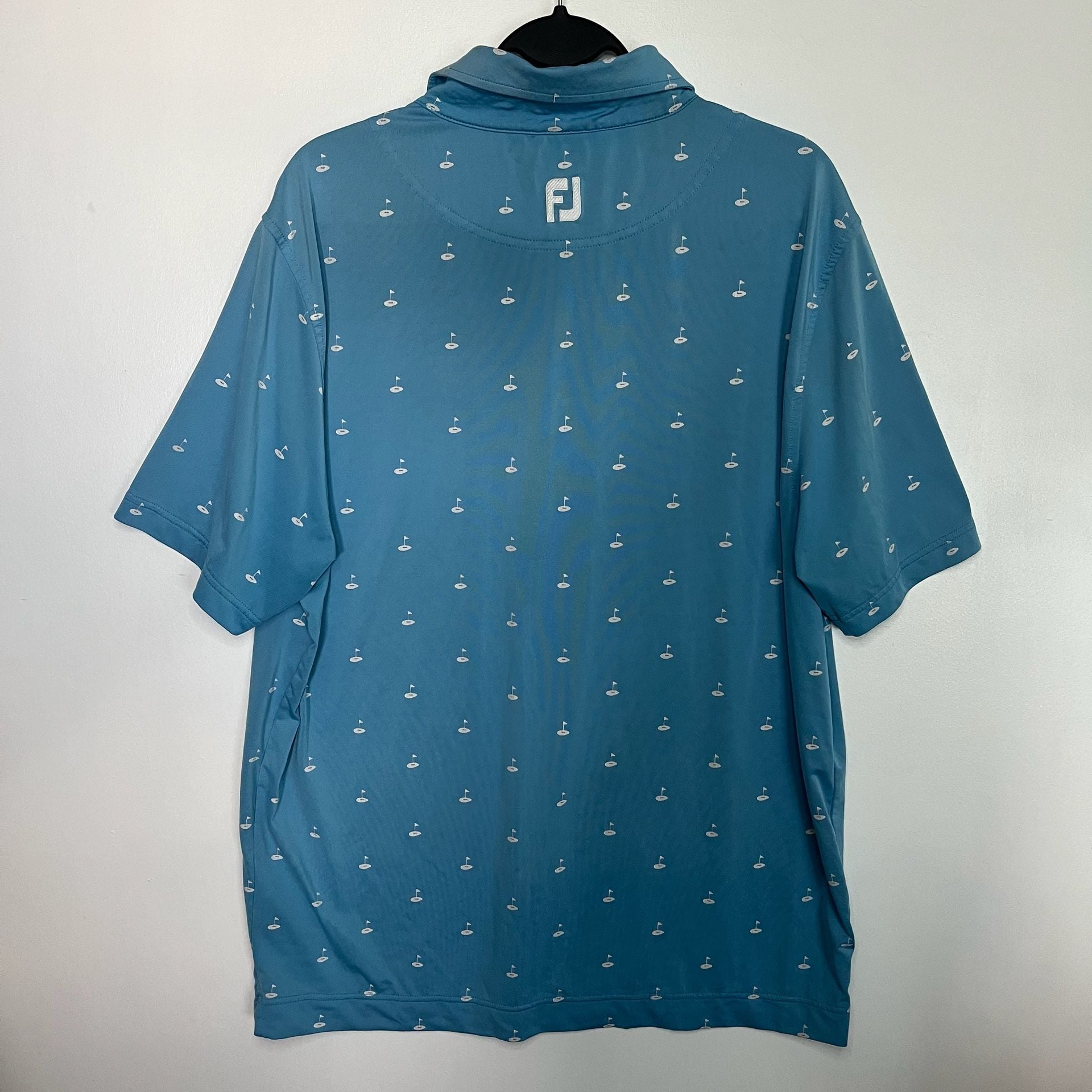 FootJoy Athletic Fit Golf Polo Size L Blue Flag Print 6