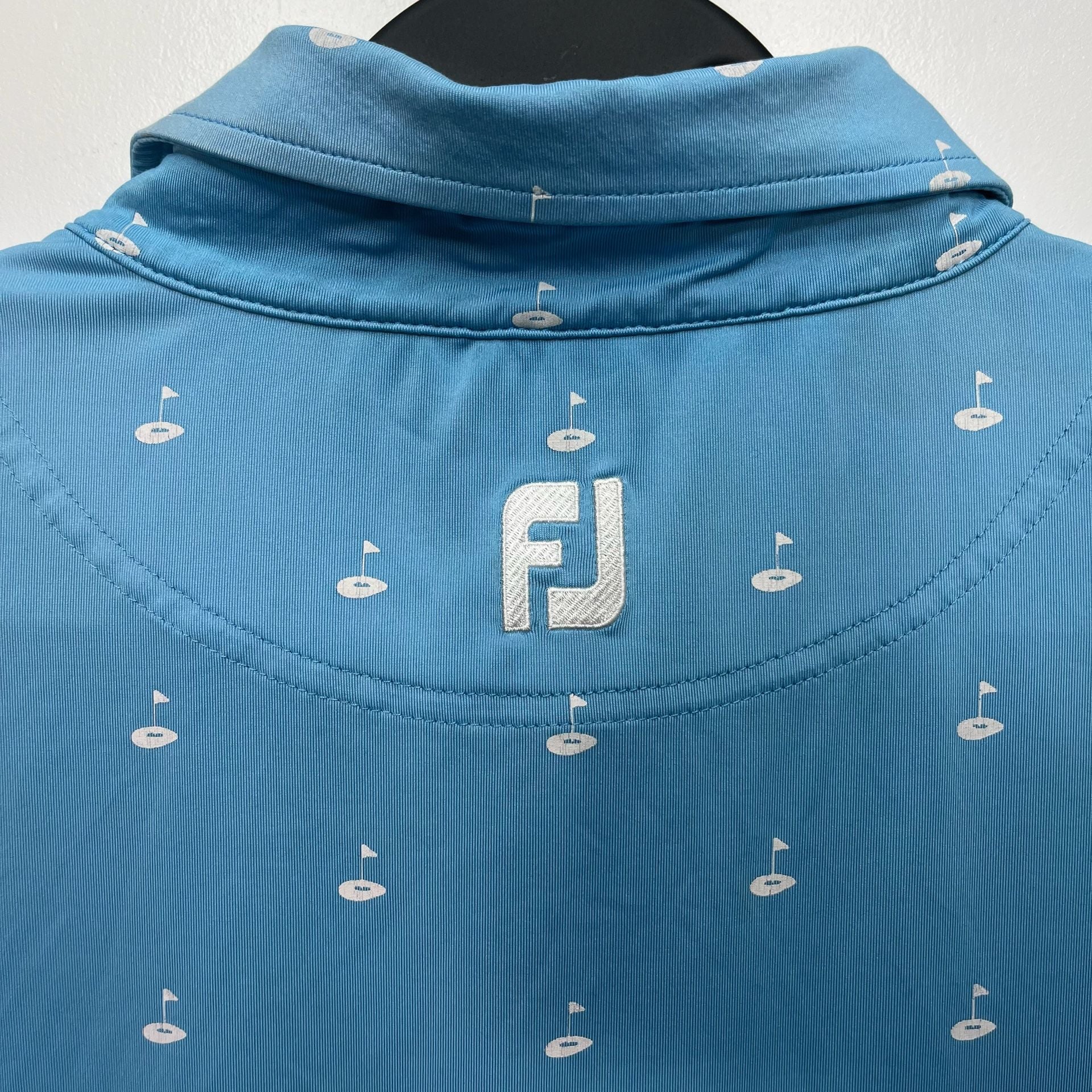 FootJoy Athletic Fit Golf Polo Size L Blue Flag Print 7