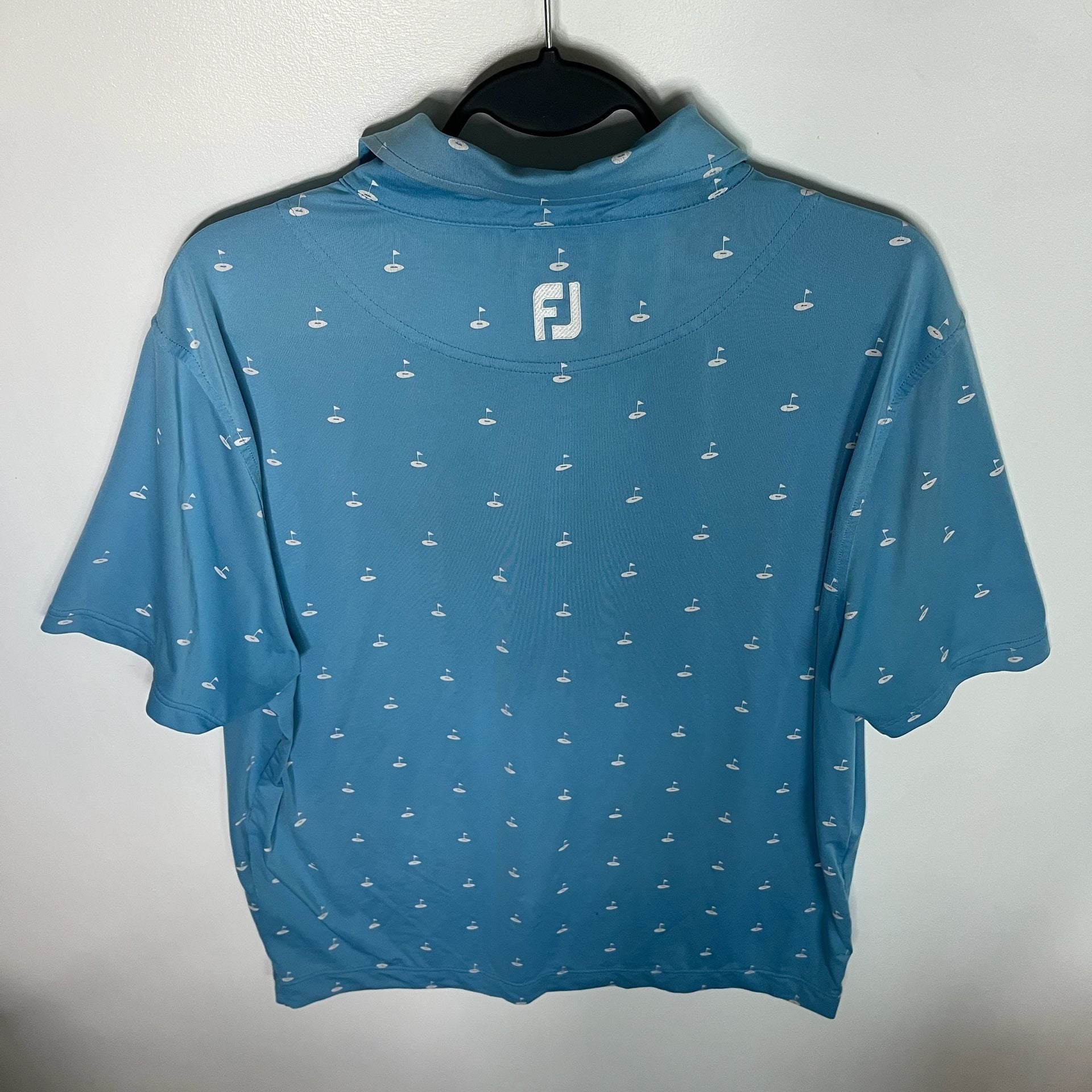 FootJoy Athletic Fit Golf Polo Size L Blue Flag Print 11