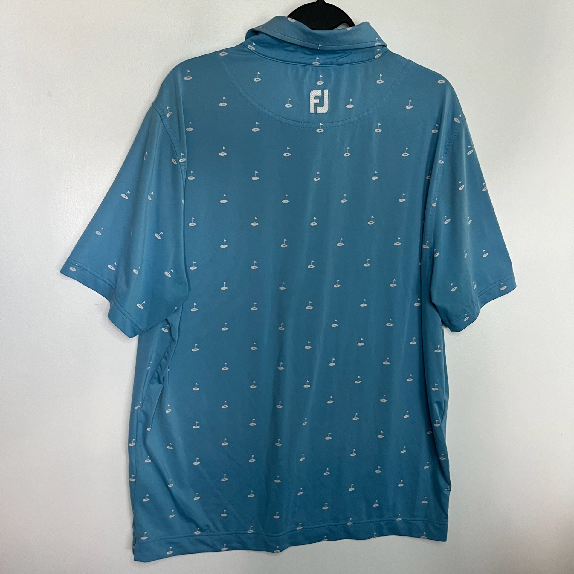 FootJoy Athletic Fit Golf Polo Size L Blue Flag Print 12