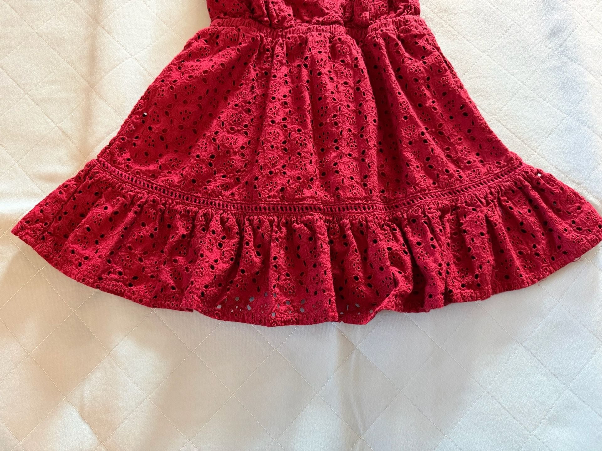 Janie and Jack Dress Size 2T Red Eyelet Ruffle Collar Sleeveless 3