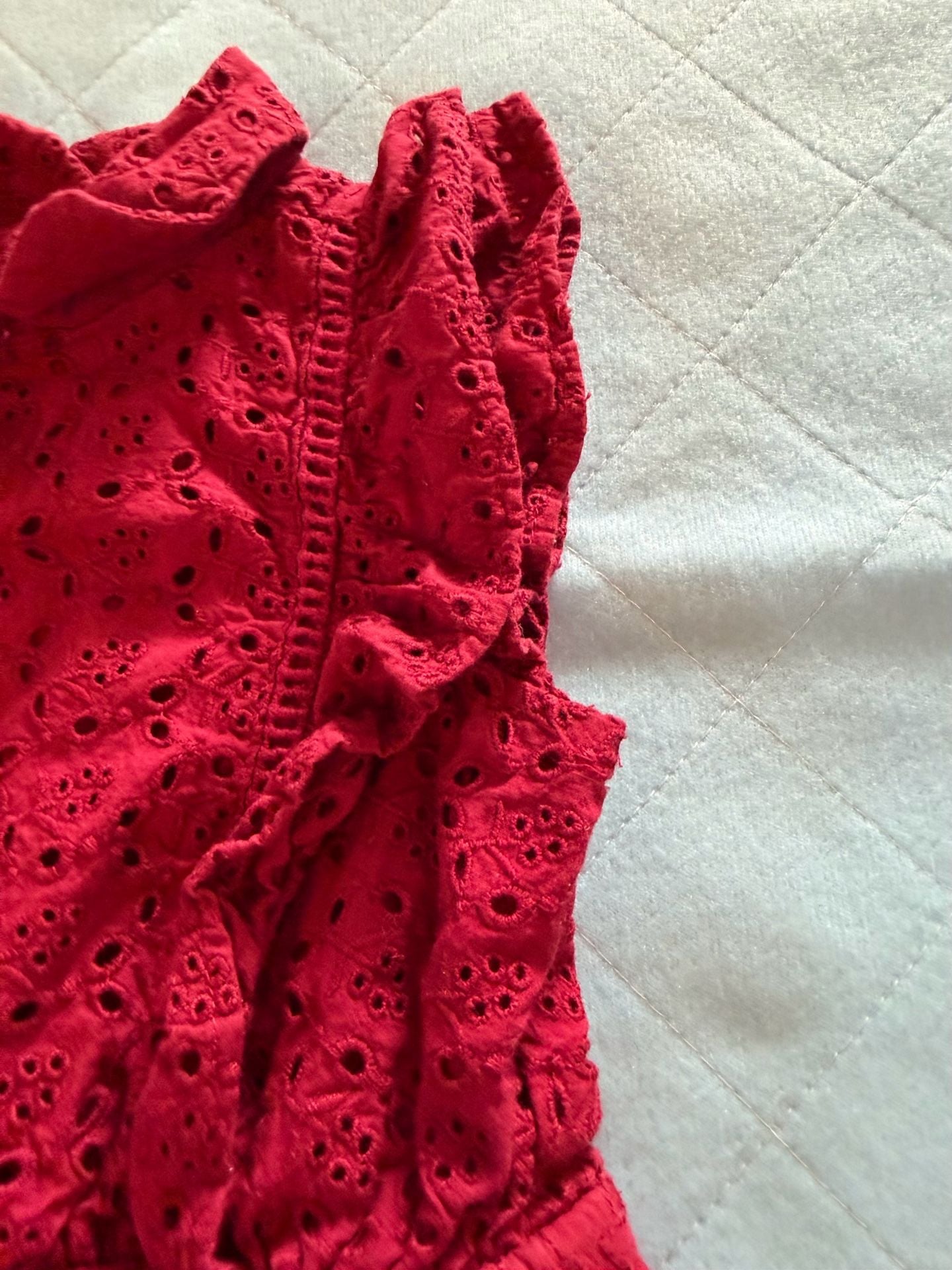 Janie and Jack Dress Size 2T Red Eyelet Ruffle Collar Sleeveless 5