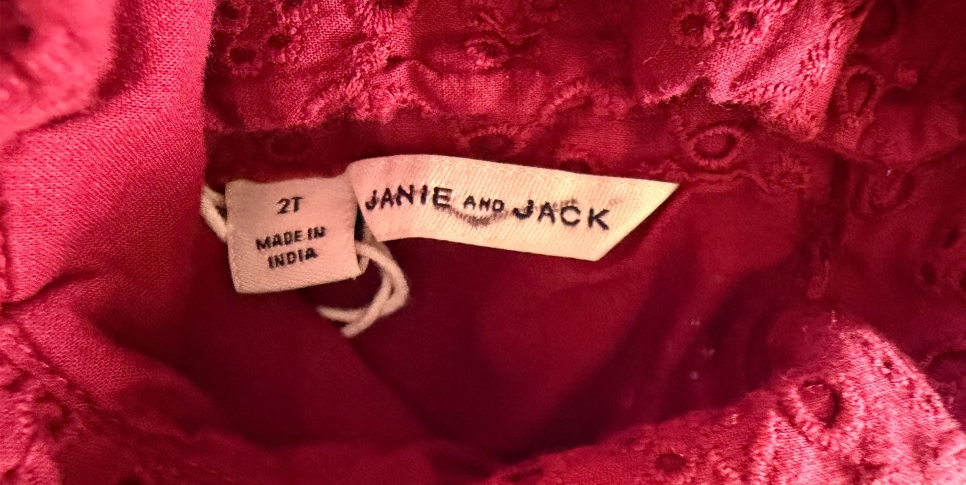 Janie and Jack Dress Size 2T Red Eyelet Ruffle Collar Sleeveless 7