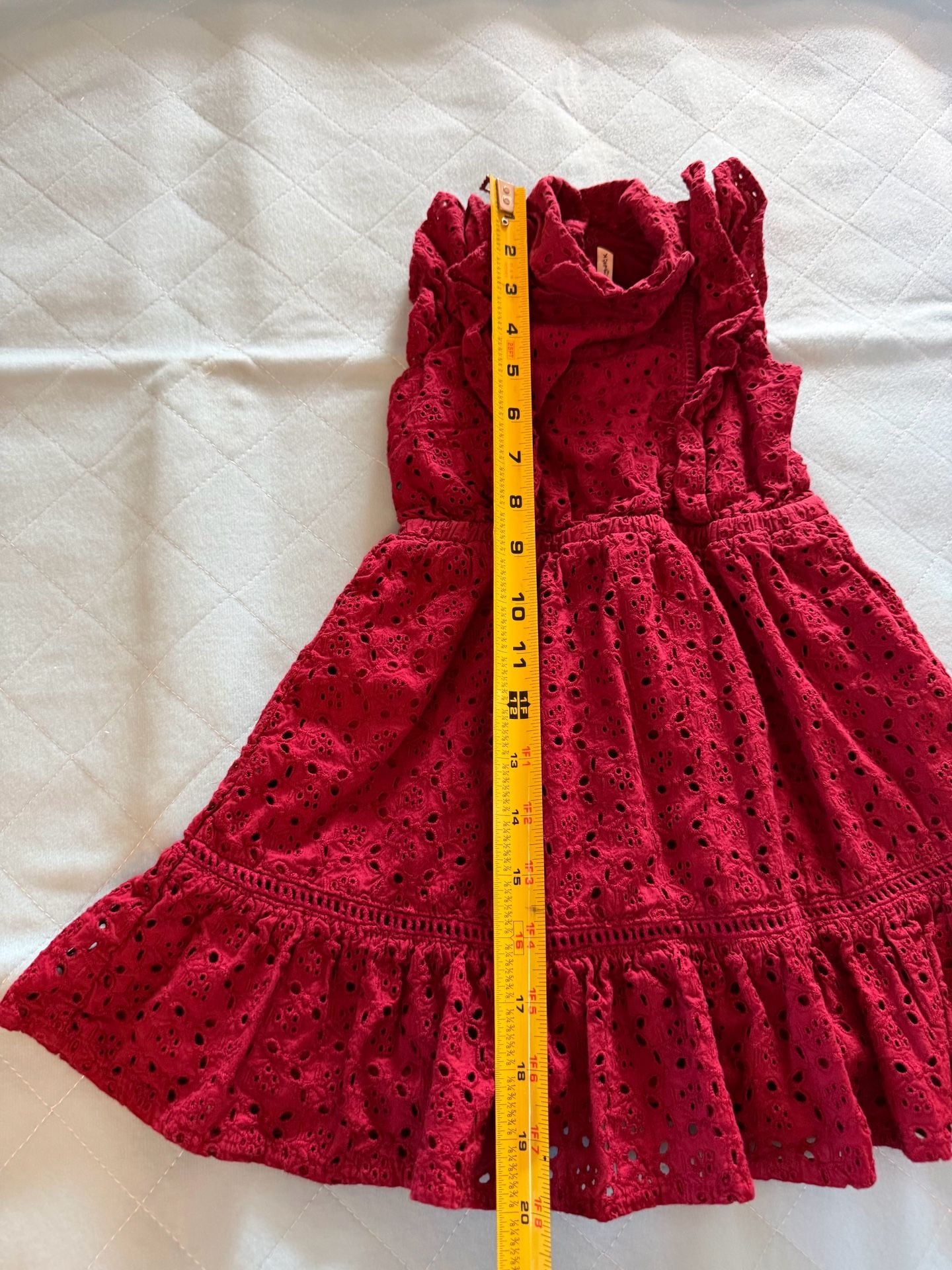 Janie and Jack Dress Size 2T Red Eyelet Ruffle Collar Sleeveless 8