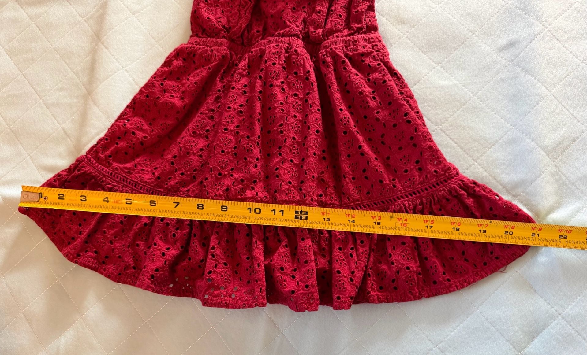 Janie and Jack Dress Size 2T Red Eyelet Ruffle Collar Sleeveless 9