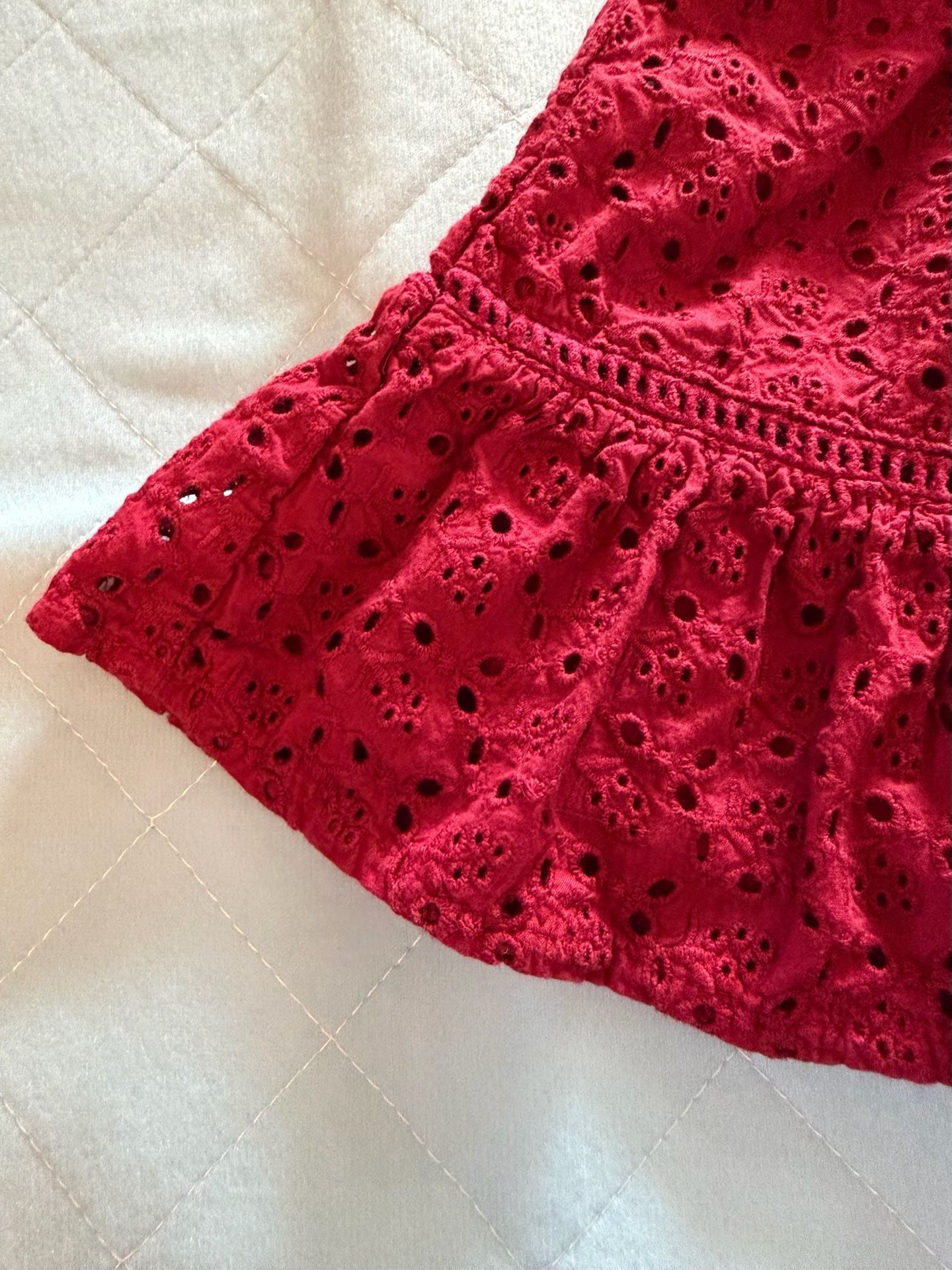 Janie and Jack Dress Size 2T Red Eyelet Ruffle Collar Sleeveless 10