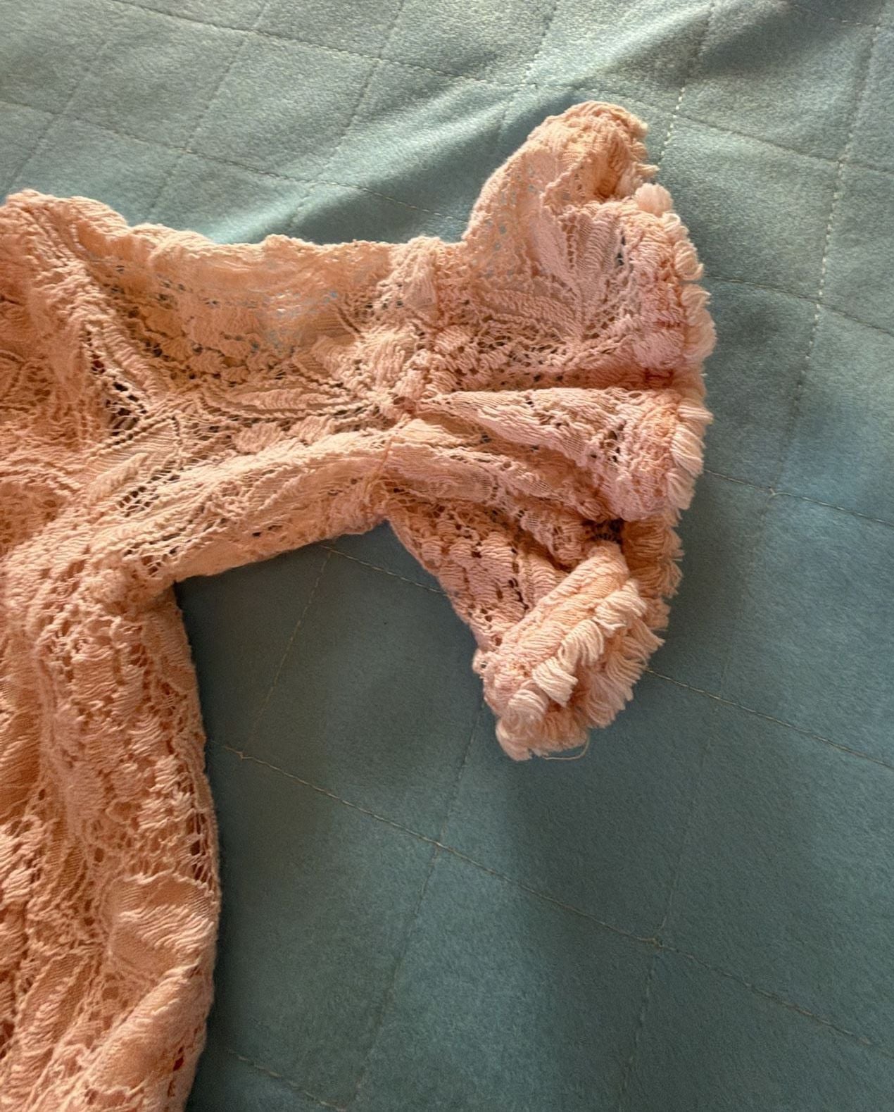 Catherine Malandrino Mini Romper Size 2T Pink Lace Bell Sleeve 6