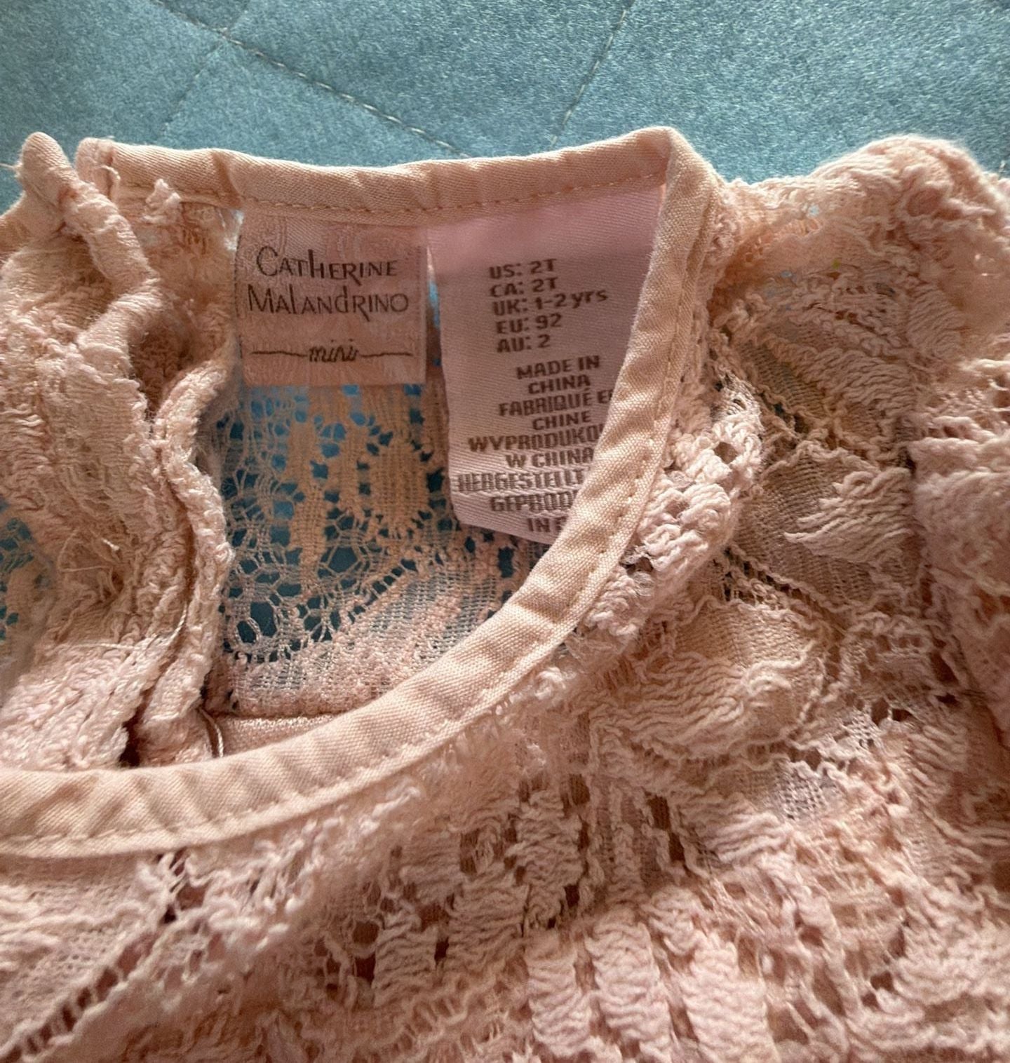 Catherine Malandrino Mini Romper Size 2T Pink Lace Bell Sleeve 8