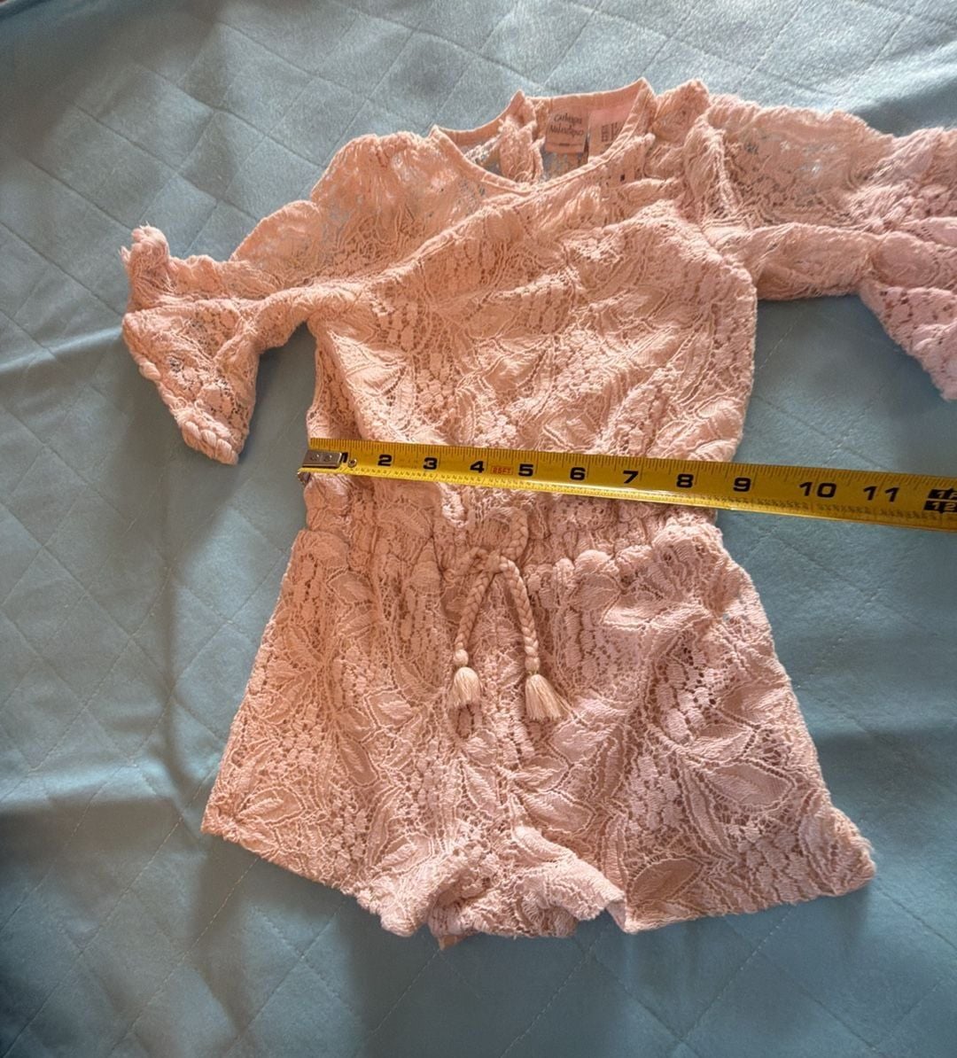 Catherine Malandrino Mini Romper Size 2T Pink Lace Bell Sleeve 10