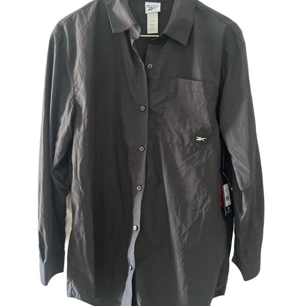 Reebok Studio Style Button-Down Shirt Size M Black