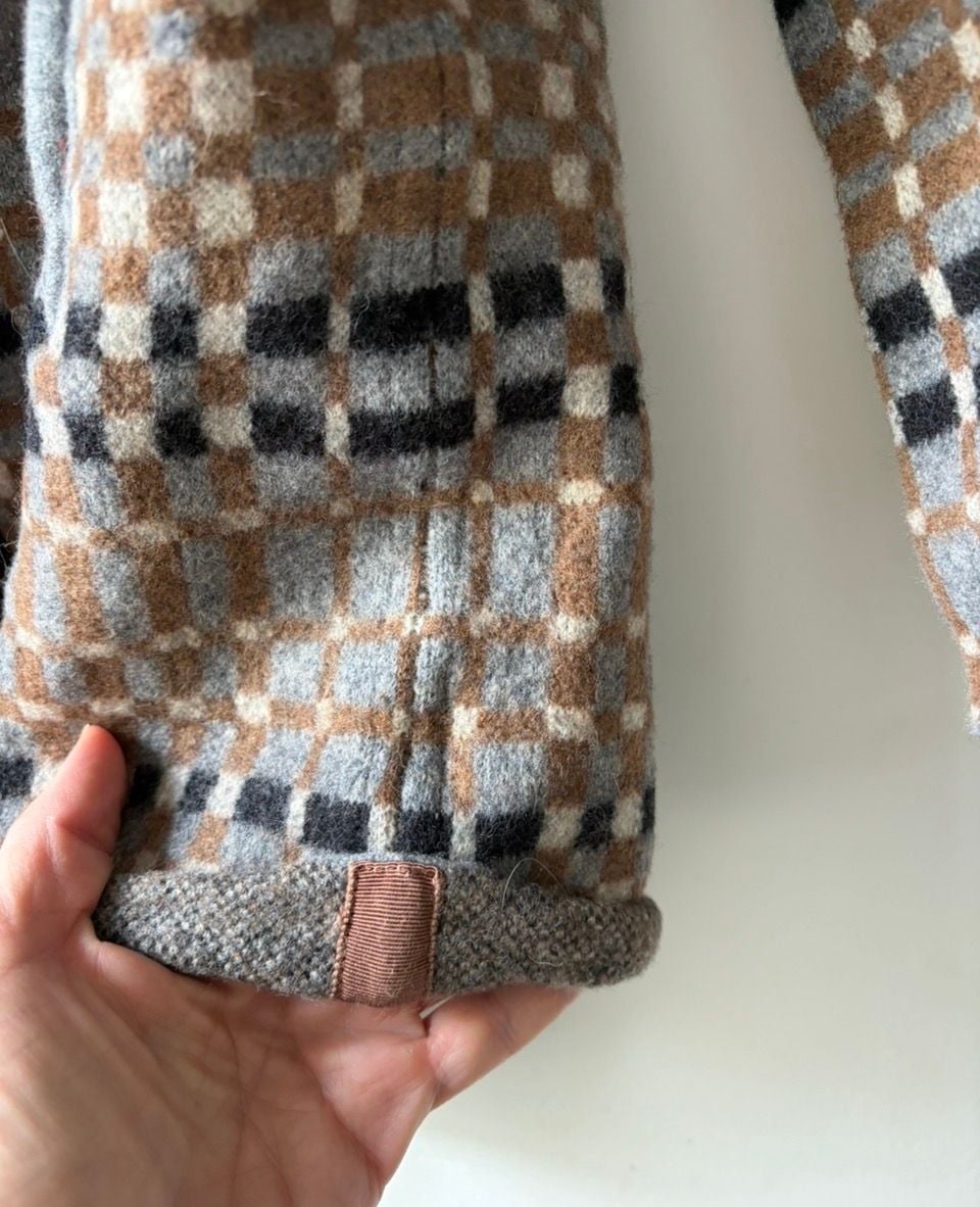 Field Flower Hooded Cardigan Plaid Boho Aztec Knit Coat 4