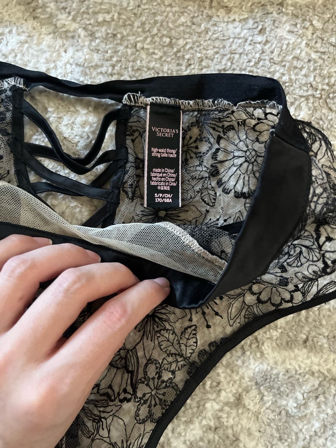 Victoria's Secret Demi Bra Size 34B Black Floral Lace set 2