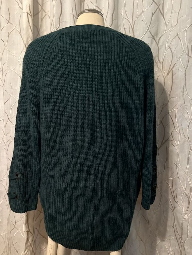 Miracle Lace-Up Sweater Size S/M Dark Green Cotton Blend 3