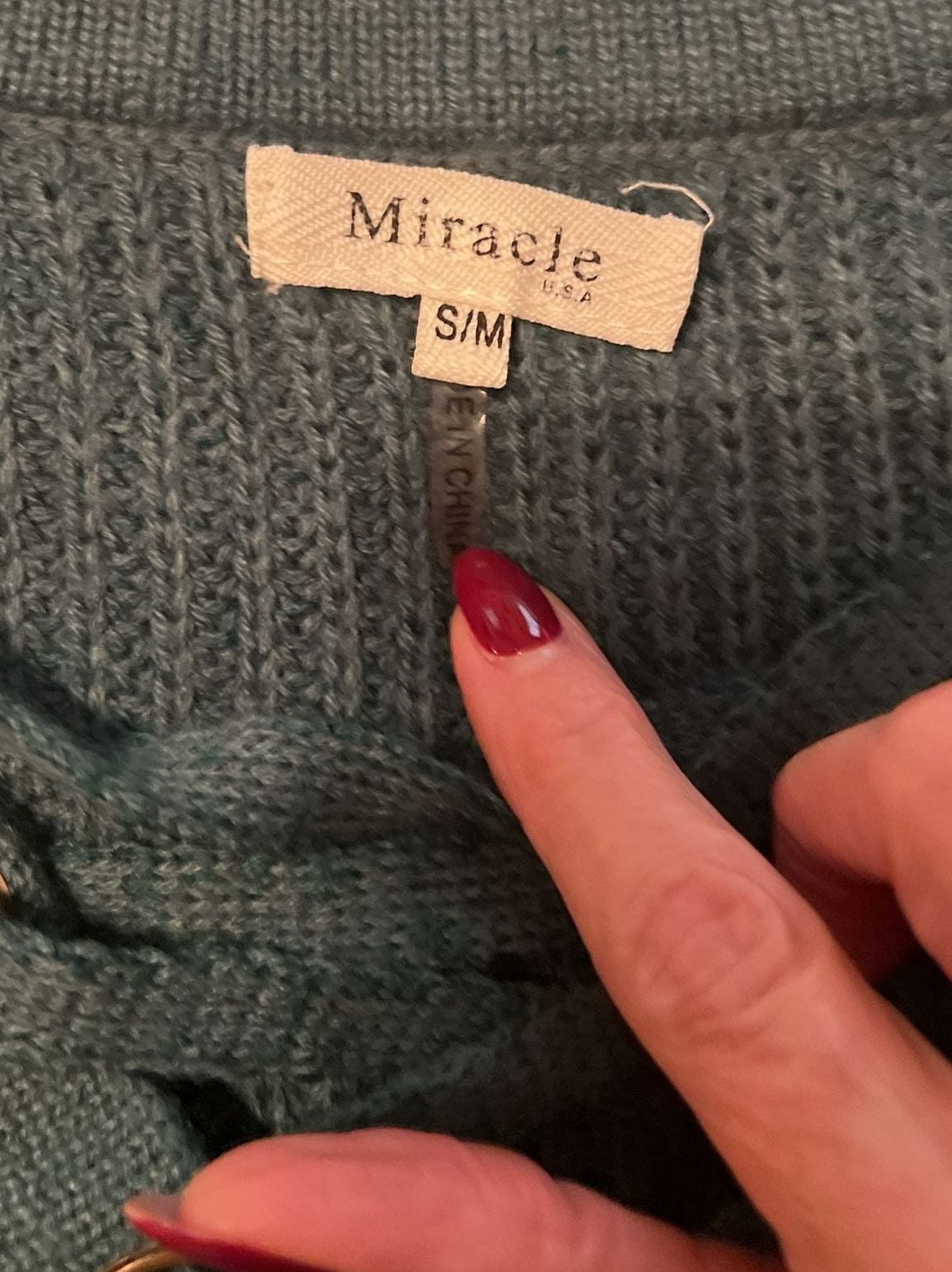 Miracle Lace-Up Sweater Size S/M Dark Green Cotton Blend 5