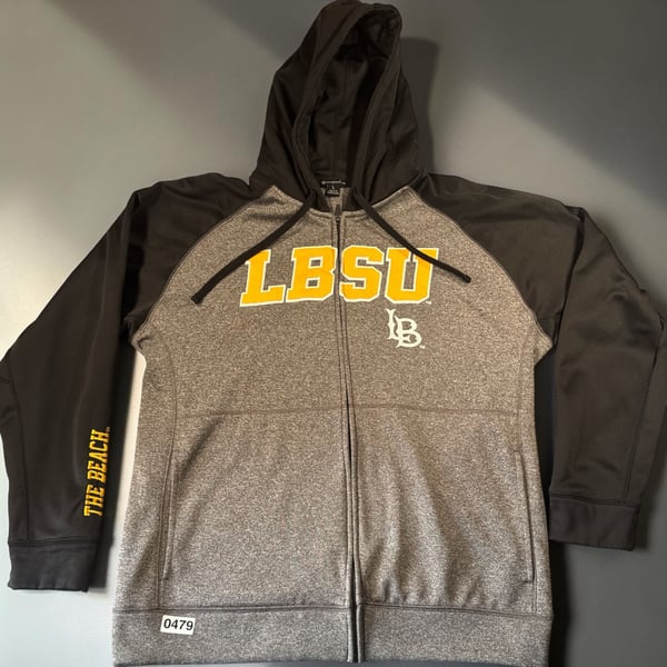 Champion LBSU Full-Zip Hoodie Size L Grey Black The Beach