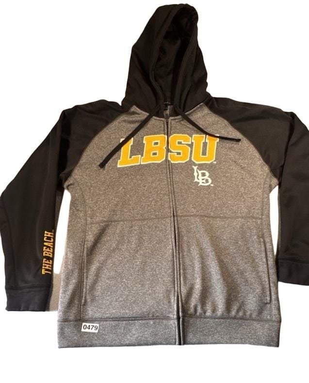 Champion LBSU Full-Zip Hoodie Size L Grey Black The Beach 4
