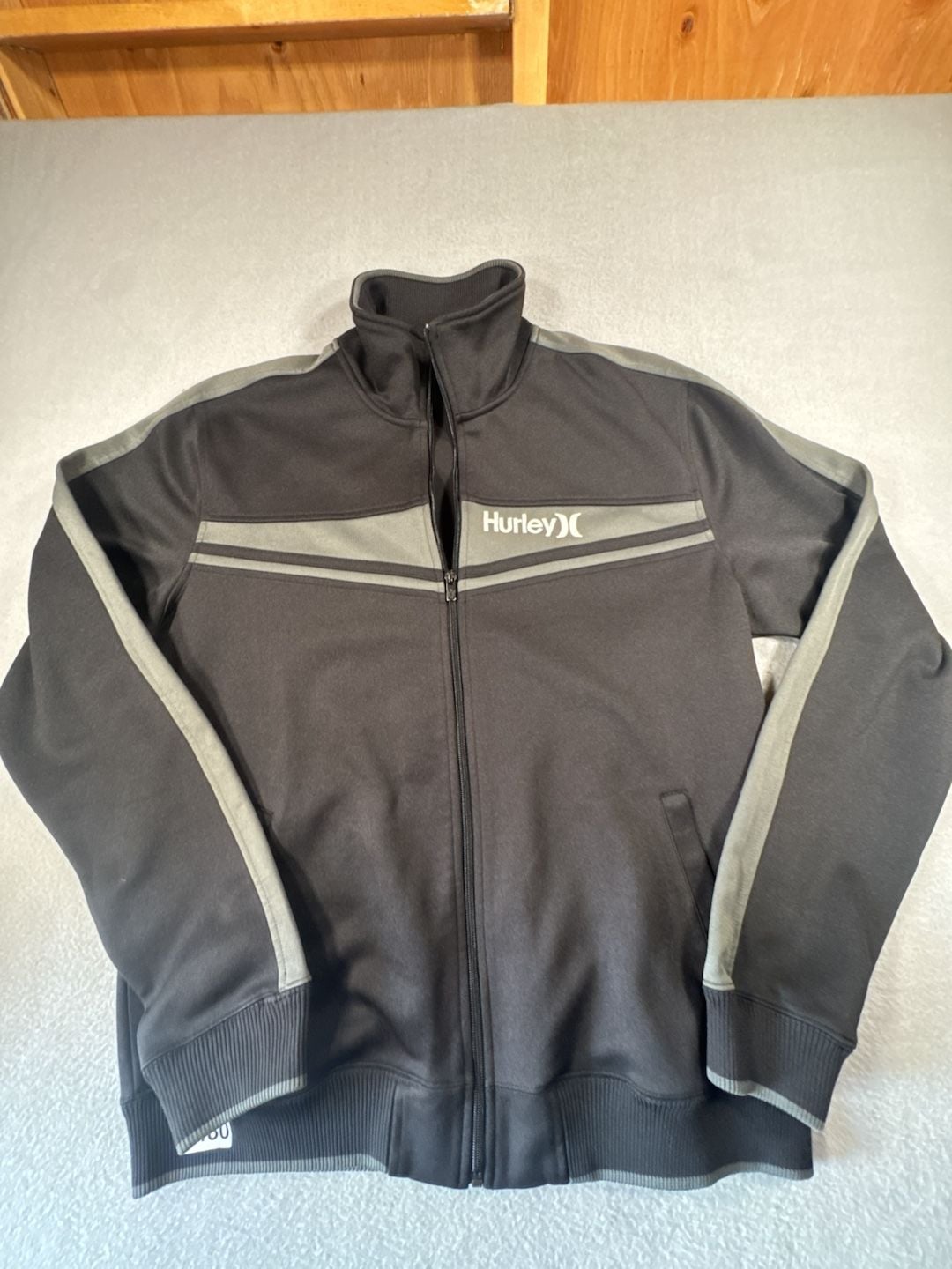 Hurley Full Zip Jacket Size XL Black Gray Track Tracksuit Top 5