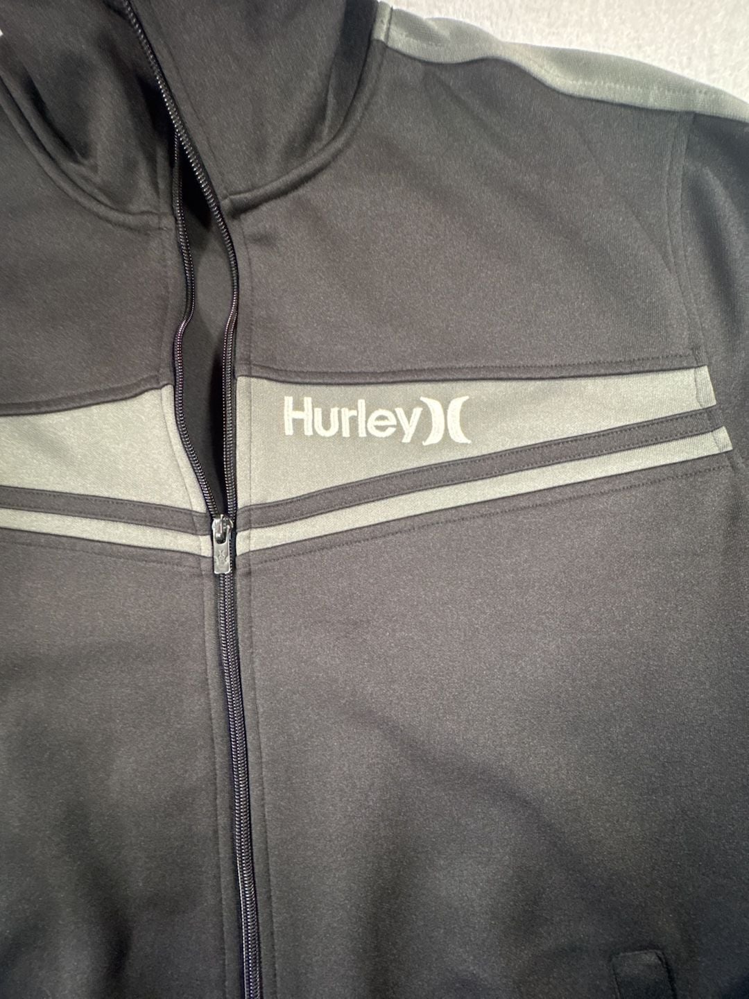 Hurley Full Zip Jacket Size XL Black Gray Track Tracksuit Top 6