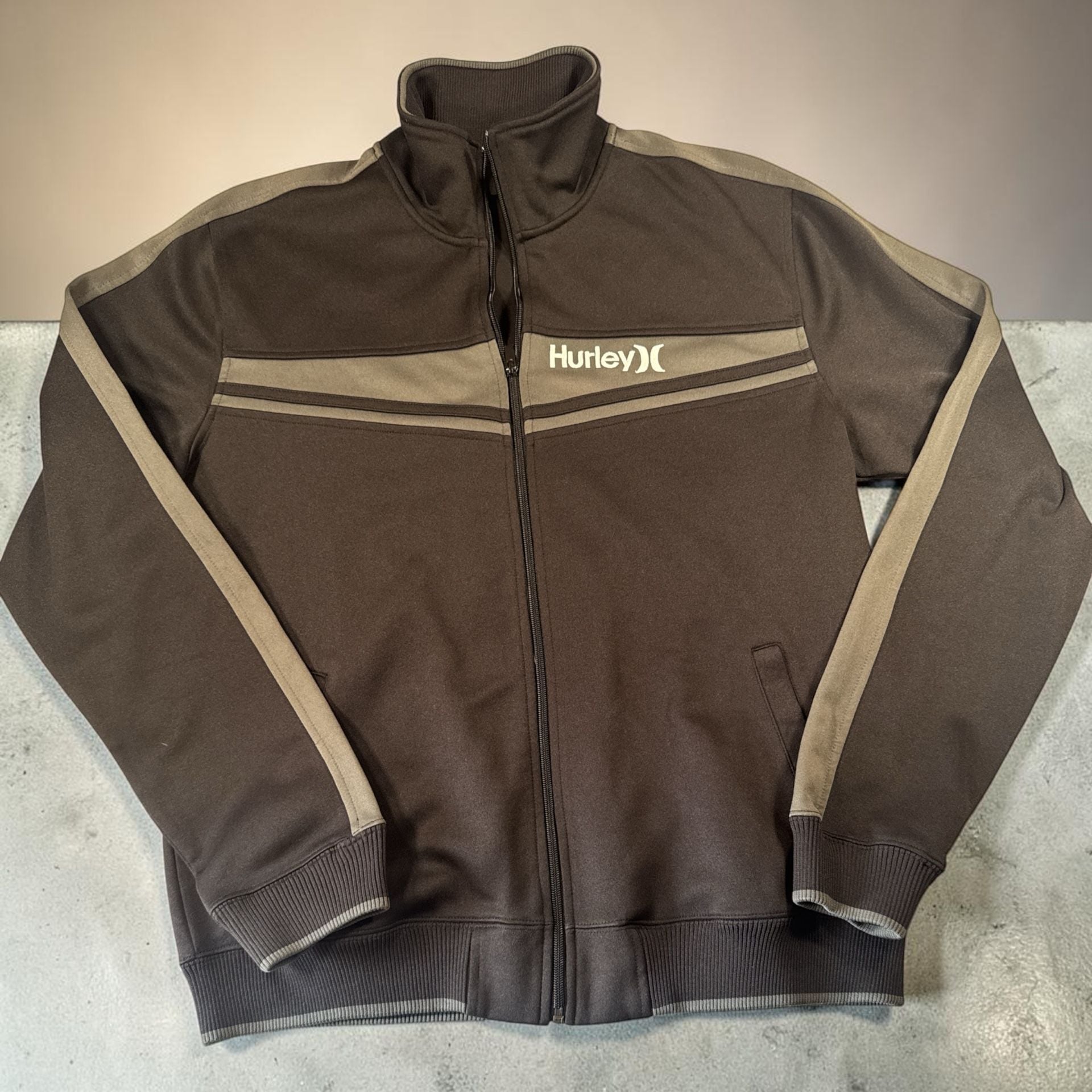 Hurley Full Zip Jacket Size XL Black Gray Track Tracksuit Top 2