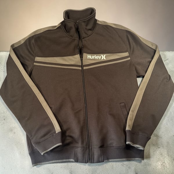Hurley Full Zip Jacket Size XL Black Gray Track Tracksuit Top
